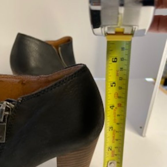 Lucky Brand Pabla Open Toe Side Zip Black Leather Ankle Bootie Size 7 - Picture 10 of 12